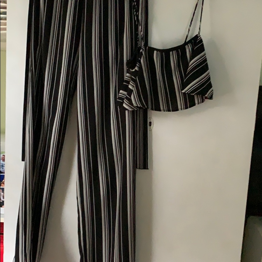 Blue blush striped two piece set